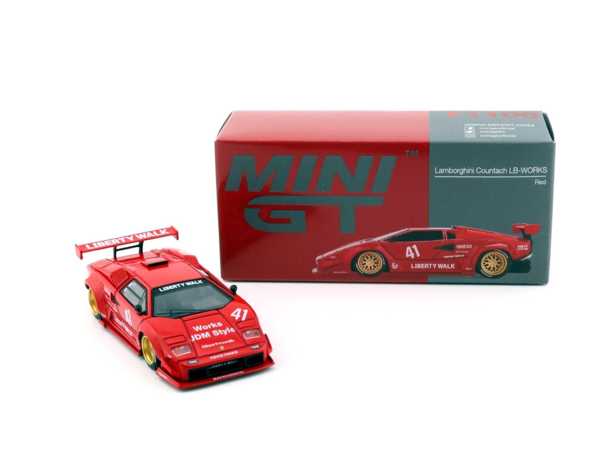 MINI GT Lamborghini Countach LB-WORKS Liberty Walk Red LHD MGT01100-L ...