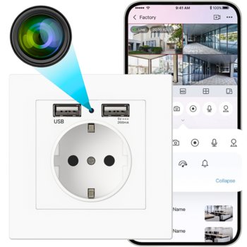 MINI KAMERA WIFI SZPIEGOWSKA UKRYTA W GNIAZDKU ANDROID ZDALNY PODGLĄD RUCHU - Spreest