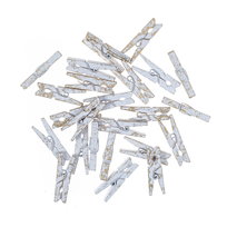 Mini Klamerki Drewniane 3 Cm 24 Szt. Białe Złocone Ceoz-168 Dalprint