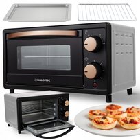 MINI PIEKARNIK 10L CZARNY OSZCZĘDNY FUNKCJONALNY KOMPAKTOWY AKCESORIA TIMER