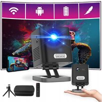 Mini Projektor DLP Przenośny Rzutnik Full HD 4K WiFi Android USB-C BATERIA