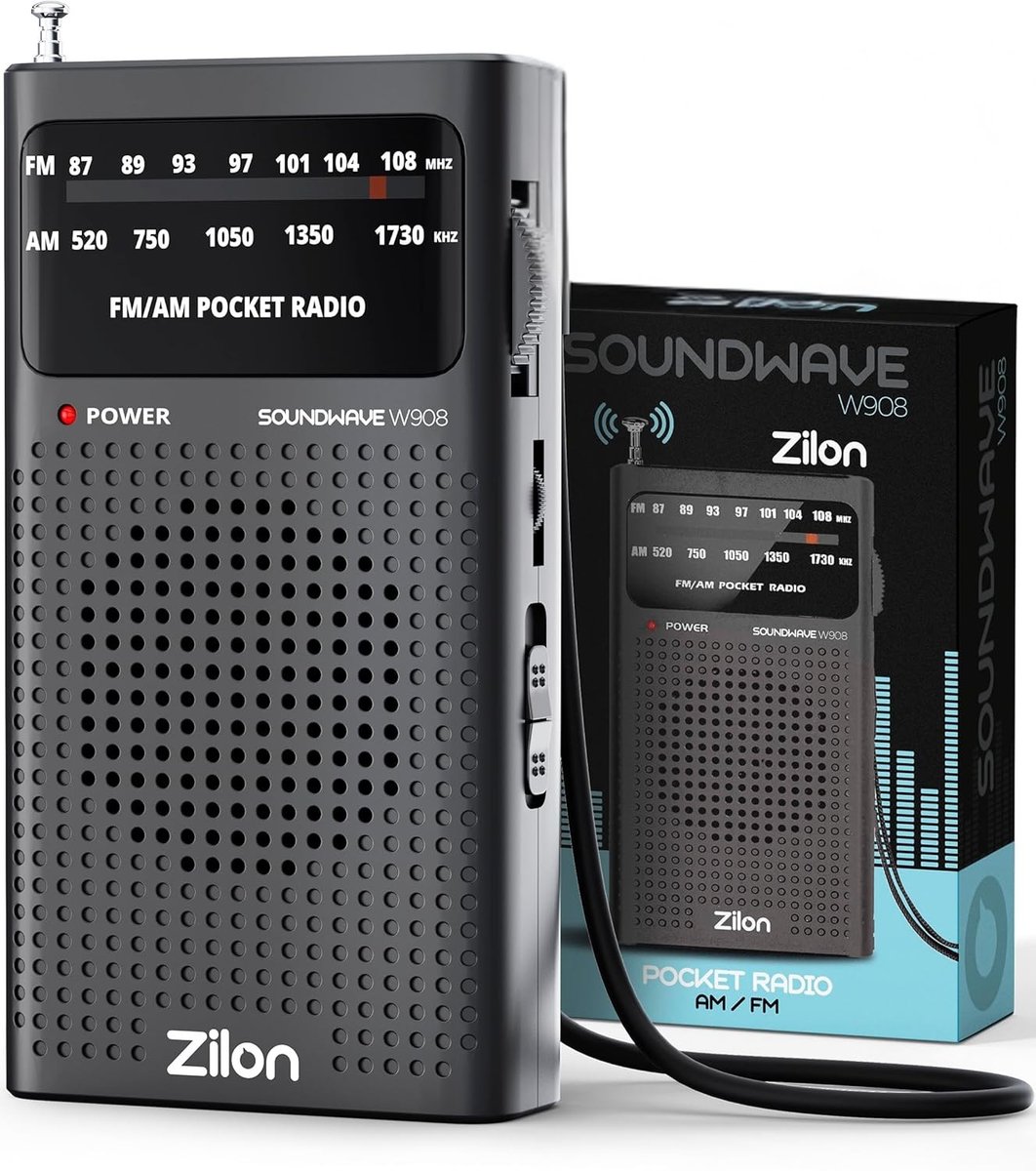 MINI RADIO PRZENOŚNE kompaktowe Z ROZKŁADANĄ ANTENĄ AM / FM NA BATERIE ...