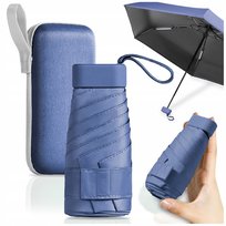 MINI SKŁADANY PARASOL MANUALNY KIESZONKOWY KOMPAKTOWY ETUI NIEBIESKI Inna marka
