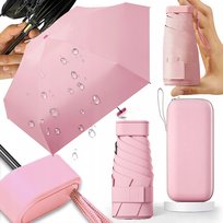 MINI SKŁADANY PARASOL MANUALNY KIESZONKOWY KOMPAKTOWY ETUI RÓŻOWY Inna marka