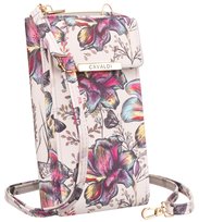 Mini torebka damska na ramię crossbody portfel na karty i telefon kwiaty Cavaldi, różnokolorowy beżowy