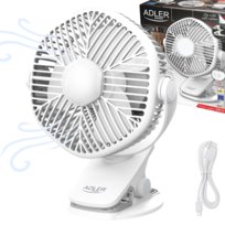 mini WENTYLATOR AKUMULATOROWY z klipsem BIAŁY 3 prędkości obrotowy Adler AD 7335