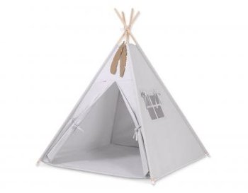 MINI Zestaw: Namiot TIPI teepee+mata+ zawieszki pióra ! - szary - Bobono