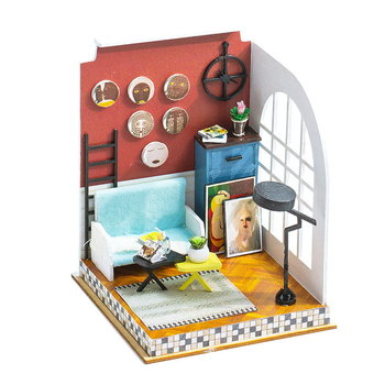 Miniaturowy domek DIY, do sklejania, Salon Fridy - HABARRI