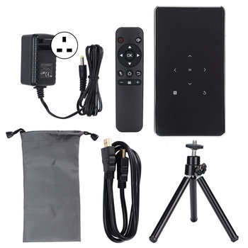 Miniaturowy, przenośny, inteligentny projektor kieszonkowy DLP z Bluetooth i WiFi, na Androida, z wtyczką brytyjską i narzędziem projekcyjnym - other