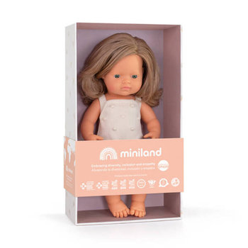 Miniland Baby Lalka dziewczynka Europejka Ciemny Blond Colourful Edition 38cm - Inna marka