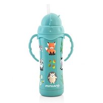 Miniland, Bidon termiczny pstryczek ze stali nierdzewnej ze słomką, 240 ml