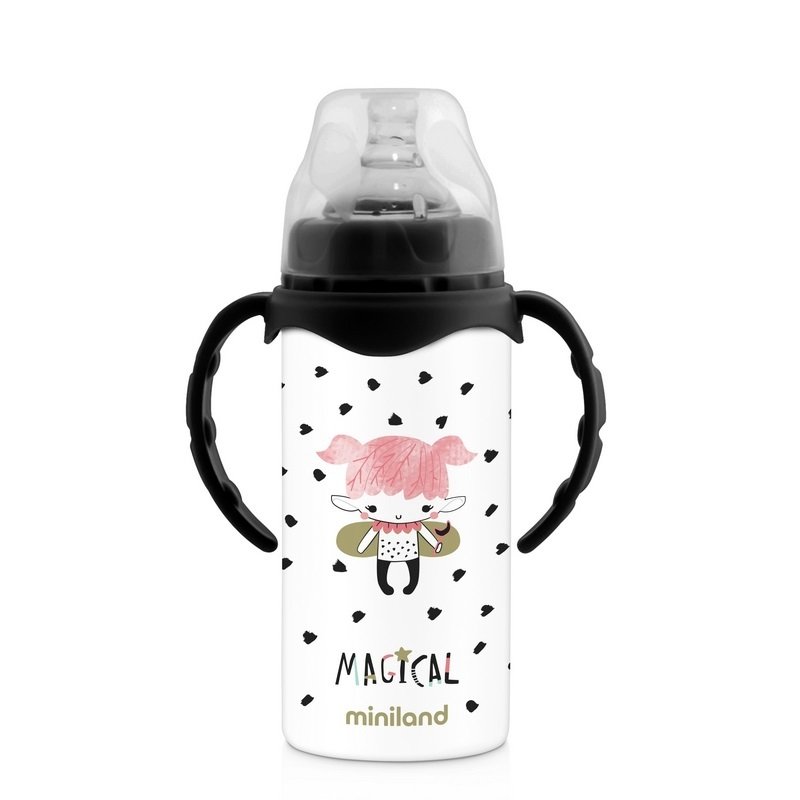 Miniland, Butelka termiczna ze stali nierdzewnej ze smoczkiem, Magical, 240 ml