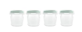 Miniland, Pojemniki hermetycznie zamykane na żywność Dolce 4x200 ml - Miętowe - Miniland - Dolce