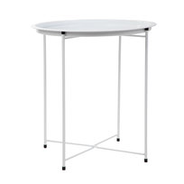 Minimalistyczny stolik metalowy STALDIS biały 47x47x47 cm HOMLA