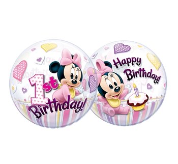 Minnie Mouse, Balon foliowy, 1 Urodziny, 22" - GoDan