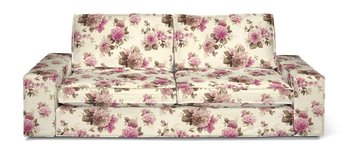 Mirella, Pokrowiec na sofę Kivik 3 - osobową, rozkładaną, różowo - beżowe róże na kremowym tle - Dekoria