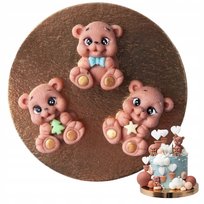 MIŚ NA TORT FIGURKA CZEKOLADOWA dekoracja na tort ozdoba 3 szt