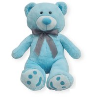 Miś pluszowy Misiek na prezent 70 cm Niebieski z wstążką
