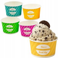 Miseczki do lodów na lody deser 245ml 50szt jednorazowe 100% papier bez SUP