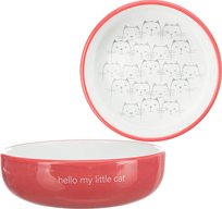 Miska dla kotów ras krótkopyskich, ceramiczna, 0.3 l/o 15 cm, koralowa