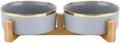 Miska Dla Psa/Kota Podwójna Ceramiczna Na Stojaku Szaro-Złota 2X400 Ml - Emes