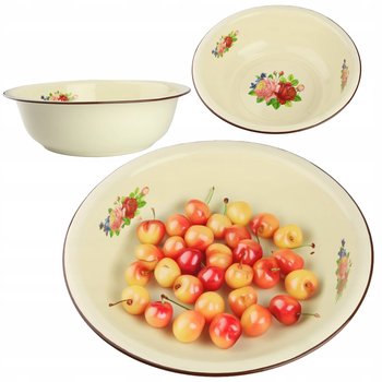 Miska Emaliowana Duża 40 Cm Na Zupę Owoce Warzywa Wzór Kwiaty Retro - Inny producent
