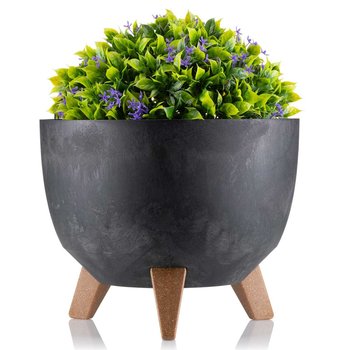Miska na nóżkach DONICA doniczka dekoracyjna czarna loft na kwiaty zioła - HowHomely
