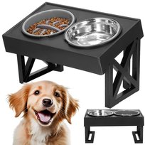 Miska spowalniającą jedzenie, miska na wodę 2w1 ze stojakiem o regulowanej wysokości, czarna