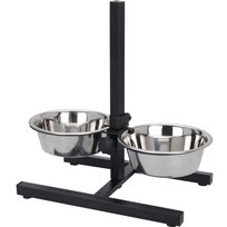 Miski dla psa na stojaku, regulowana wysokość, 2 x 1,8 L
