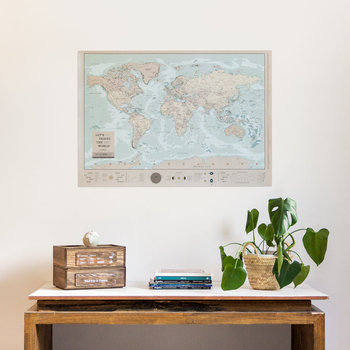 Miss Wood Barcelona, Wydruk mapy świata-drewniany plakat z mapą - Miss Wood Barcelona