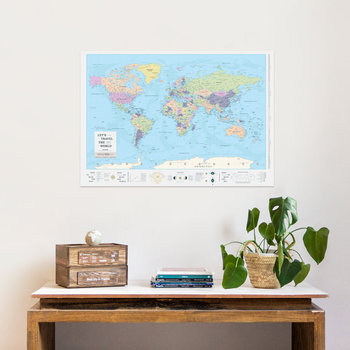 Miss Wood Barcelona, Wydruk mapy świata-drewniany plakat z mapą - Miss Wood Barcelona