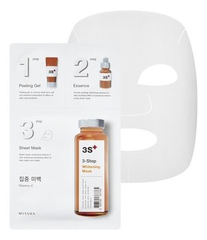 Missha, 3 Step, kuracja rozjaśniająca maska do twarzy Whitening Mask, 3 szt. - Missha