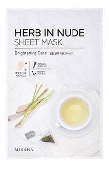 Missha, Herb In Nude Sheet Mask, maseczka oczyszczająca w płachcie Brightening Care, 23 g - Missha