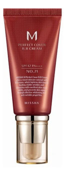 Missha M Perfect Cover BB Cream SPF42/PA+++, Wielofunkcyjny krem BB, No.21 Light Beige, 50ml - Missha
