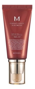 Missha, M Perfect Cover, krem BB z wysoką ochroną UV No.27 Honey Beige, SPF 42, 50 ml - Missha