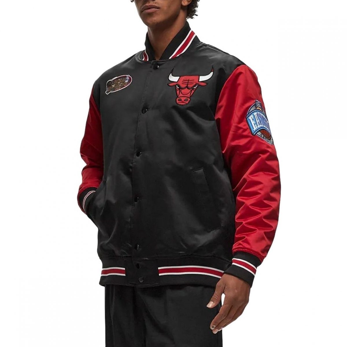 Veste En Satin Vintage NBA Mitchell & Ness – Fermeture éclair Complète, Logos Brodés, Unisexe