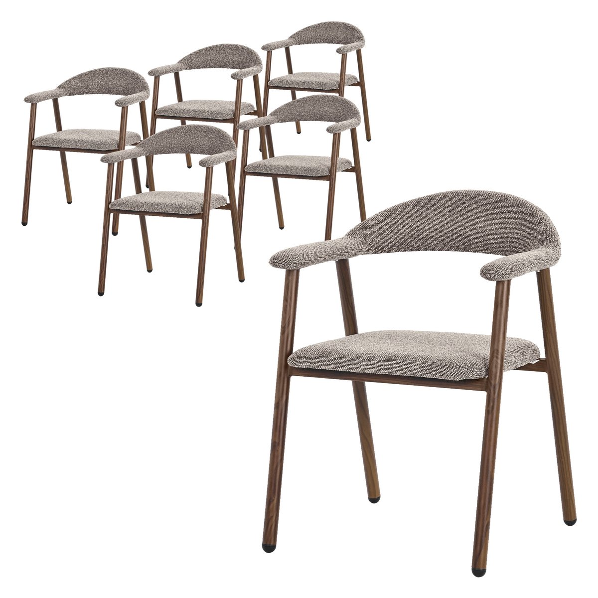 ML-Design Krzesla do jadalni 6 szt z podlokietnikami brązowe, tapicerowane krzesla kuchenne z oparciem, ergonomiczne fotele do salonu z tkanina plec..