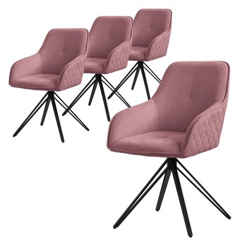 ML-Design krzesła do jadalni obrotowe zestaw 4 tkanina stary róż, krzesło do salonu z podłokietnikiem / oparciem, krzesło obrotowe 360 °, krzesło tapicerowane z metalowymi nogami, ergonomiczny fotel, krzesło kuchenne krzesło wypoczynkowe - ML-DESIGN