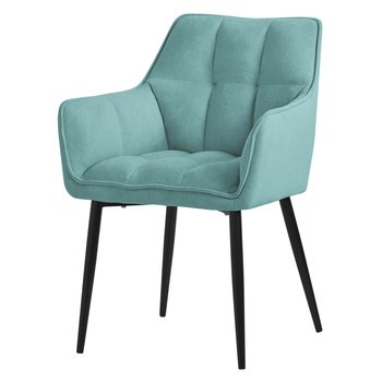 ML-Design krzesła do jadalni w tkaninie frotte, petrol, krzesło kuchenne z grubym tapicerowanym siedziskiem i metalowymi nogami, krzesło do salonu z oparciem i podłokietnikami, krzesło tapicerowane, ergonomiczny fotel wypoczynkowy - ML-DESIGN