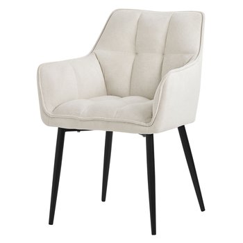 ML-Design krzesła do jadalni w tkaninie, kremowe, krzesło kuchenne z grubym tapicerowanym siedziskiem i metalowymi nogami, krzesło do salonu z oparciem i podłokietnikami, krzesło tapicerowane, ergonomiczne krzesło do salonu, fotel - ML-DESIGN