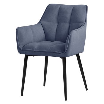 ML-Design krzesła do jadalni z tkaniny frotte, niebieskie, krzesło kuchenne z grubym tapicerowanym siedziskiem i metalowymi nogami, krzesło do salonu z oparciem i podłokietnikami, krzesło tapicerowane, ergonomiczny fotel wypoczynkowy - ML-DESIGN