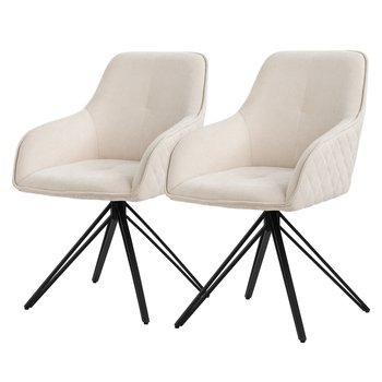 ML-Design krzesła obrotowe do jadalni zestaw 2 sztuk, tkanina, kremowy, krzesło do salonu z podłokietnikiem/oparciem, krzesło obrotowe 360°, krzesło tapicerowane z metalowymi nogami, ergonomiczny fotel, krzesło kuchenne, krzesło do salonu - ML-DESIGN