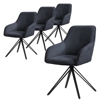 ML-Design krzesła obrotowe do jadalni zestaw 4 sztuk, tkanina, czarny, krzesło do salonu z podłokietnikiem/oparciem, krzesło obrotowe 360°, krzesło tapicerowane z metalowymi nogami, ergonomiczny fotel, krzesło kuchenne, krzesło do salonu - ML-DESIGN