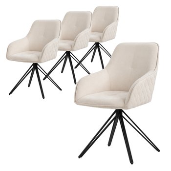 ML-Design krzesła obrotowe do jadalni zestaw 4 sztuk, tkanina, kremowy, krzesło do salonu z podłokietnikiem/oparciem, krzesło obrotowe 360°, krzesło tapicerowane z metalowymi nogami, ergonomiczny fotel, krzesło kuchenne, krzesło do salonu - ML-DESIGN