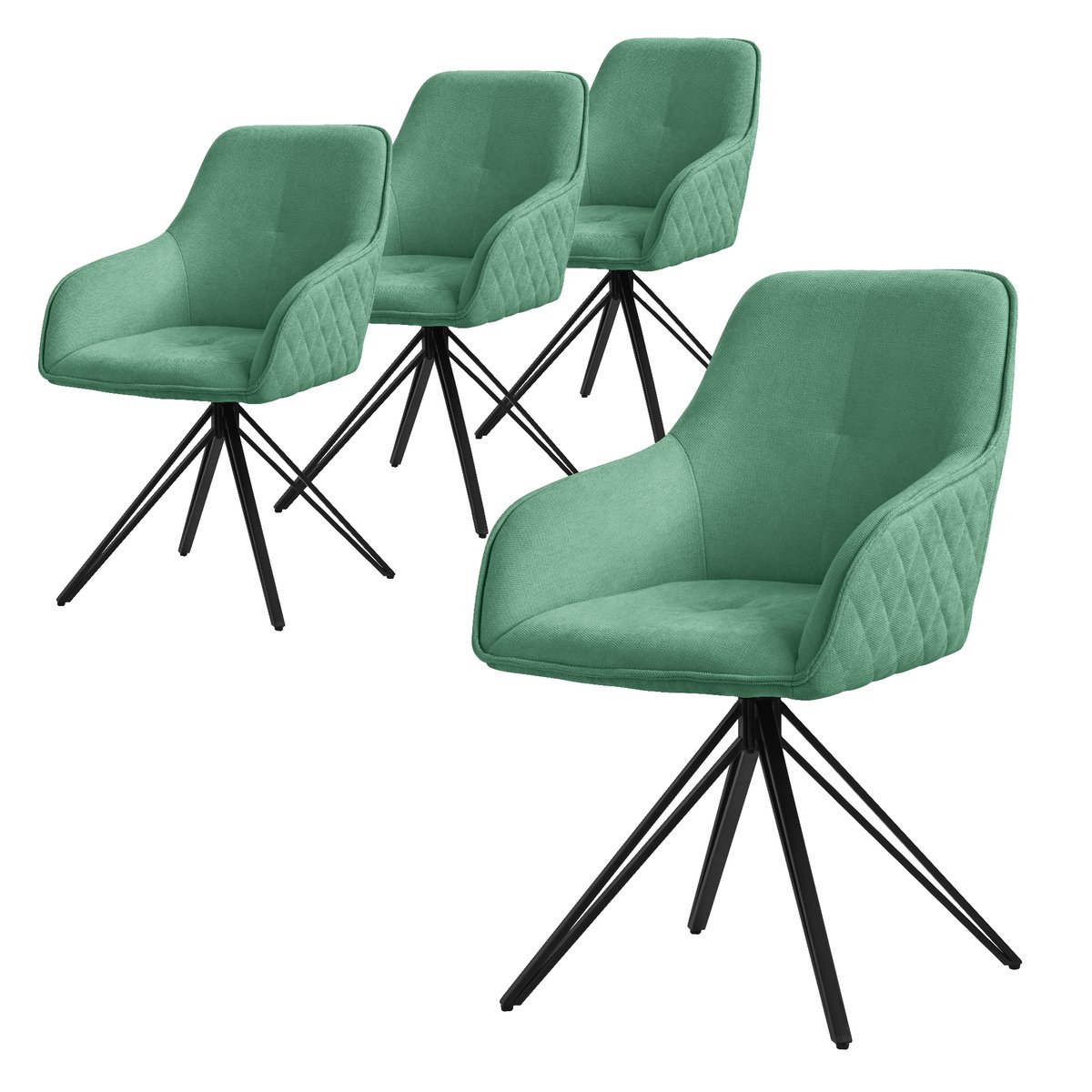 ML Design Krzes a Obrotowe Do Jadalni Zestaw 4 Sztuk Tkanina Tekstylna 
