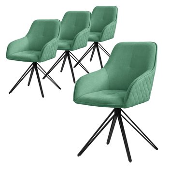 ML-Design krzesła obrotowe do jadalni zestaw 4 sztuk, tkanina tekstylna, zielony, krzesło do salonu z podłokietnikiem/oparciem, krzesło obrotowe 360°, krzesło tapicerowane z metalowymi nogami, ergonomiczny fotel, krzesło kuchenne, krzesło do salonu - ML-DESIGN