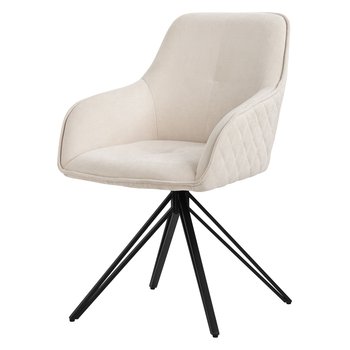 ML-Design krzesło obrotowe do jadalni z tkaniny, kremowe, krzesło do salonu z podłokietnikiem i oparciem, krzesło obrotowe 360°, krzesło tapicerowane z metalowymi nogami, ergonomiczny fotel, krzesło do kuchni, krzesło do salonu - ML-DESIGN