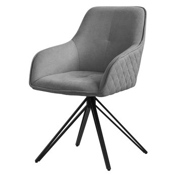 ML-Design krzesło obrotowe do jadalni z tkaniny, szare, krzesło do salonu z podłokietnikiem i oparciem, krzesło obrotowe 360°, krzesło tapicerowane z metalowymi nogami, ergonomiczny fotel, krzesło kuchenne, krzesło do salonu - ML-DESIGN