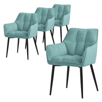 ML-Design zestaw 4 krzeseł do jadalni w tkaninie ręcznikowej, petrol, krzesło kuchenne z grubym tapicerowanym siedziskiem i metalowymi nogami, krzesło do salonu z oparciem i podłokietnikami, krzesło tapicerowane, ergonomiczne krzesło do salonu - ML-DESIGN