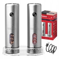 MŁYNEK DO PIEPRZU I SOLI ELEKTRYCZNY AKUMULATOROWY USB 2 SZT INOX WEBBER Webber